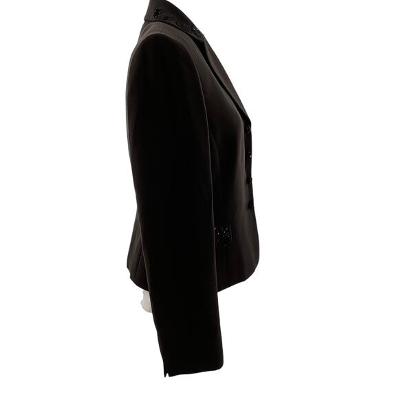 Tahari ASL Brown Beaded Floral Trim Evening Career Dressy Jacket Blazer 8 - Picture 5 of 14